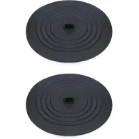 Tapones de silicona para desagüe de fregadero y bañera (15 cm), color negro (paquete de 2)