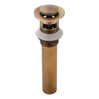 Tapón de desagüe para lavabo retro con rebosadero, válvula de desagüe universal de latón bronceado para fregadero y sifón con sistema clic-clac