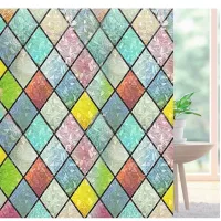 Película para ventanas extraíble, película de vidrio transparente de colores para puertas y ventanas, patrón de celosía para privacidad, 60 x 500 cm