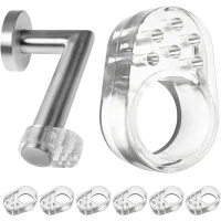 Juego de 6 piezas,topes para tiradores de puertas, evita daños en las paredes, transparente, anillos de ø 18 mm, fabricado en silicona flexible