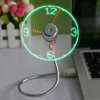 Ventilador de reloj usb portátil y flexible con luz led, pantalla en tiempo real para pc portátil, aleación