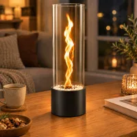 Nettlife chimenea de bioetanol autoportante 22x52 cm acero negro quemador 1,2 l sin conducto hogar decorativo salón terraza jardín