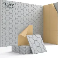 Paneles acústicos autoadhesivos, paquete de 12 unidades - gris - 30x30 cm - fácil instalación