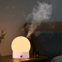 Difusor de aromas, difusor de spray hidratante de gran capacidad con luz nocturna (rosa)