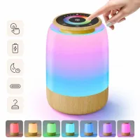 Lámpara de noche led táctil recargable por usb de 1500 mah con temporizador para habitación infantil, camping, 90 x 125 mm, madera.