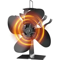 Ventilador para estufa de leña, ventilador silencioso de 4 aspas para chimenea/estufa de leña/estufa de gas/estufa de pellets, regalo de navidad