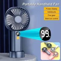 Mini ventilador portátil - 5 velocidades - azul - 10.000 mah