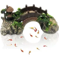 Adorno de puente de poliresina para acuario, paisajismo artificial decorativo para estanques domésticos