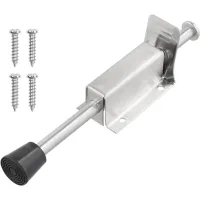 Tope de puerta con pedal, 200 mm, acero inoxidable, amortiguador de goma, para uso interior y exterior.