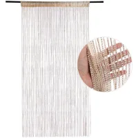 Cortina para puerta, 91x200 cm, mosquitera, borlas de lentejuelas, cortinas, fácil instalación, color champán.