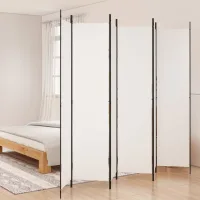 Biombo blanco de 6 paneles, 300 x 220 cm, de tela.