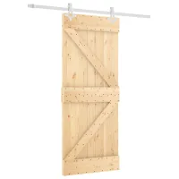 Puerta corredera natural y blanca de 85 x 210 cm.