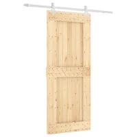 Puerta corredera natural y blanca de 85 x 210 cm.