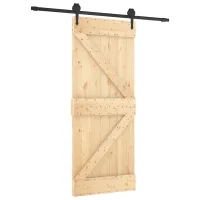 Puerta corredera natural y negra, 85 x 210 cm
