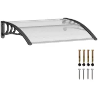 Marquesina para puerta - protección exterior - policarbonato y aluminio - transparente (100x75x23cm)