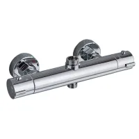 Mezclador de ducha termostático anti-quemaduras con 2 salidas superior g3/4 bsp + inferior g1/2 bsp, plateado