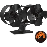 Ventilador pequeño de estufa de leña de doble motor de 8 paletas