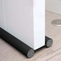 2 piezas burlete de doble aislamiento para parte inferior de puerta, burlete de puerta para evitar el frío, antirruido (2 piezas, negro)
