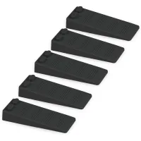5 piezas de cuña para puerta de goma suave, altura ajustable antideslizante, protege suelos y paredes, para alfombras, hormigón, parquets (negro)