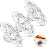 Lote de 3 filtros para fregadero de acero inoxidable, rejilla de fregadero de cocina antiobstrucción filtro de desagüe, colador (7 cm de diámetro)