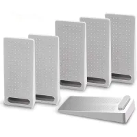 Tope de puerta, lote de 6 topes de puerta de goma antideslizante, tope de bloqueo de puerta para suelo con altura ajustable, gris