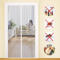 Mosquitera magnética para puerta de 120 x 210 cm, antimoscas, protección magnética para ventanas, tira adhesiva incluida, color blanco