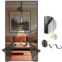 (90x210cm)mosquitera cortina puerta magnetica imantada exterior corredera,tela mosquiteras de ventanas para puertas del balcón, magnético automático