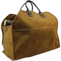 Bolsa de lona para leña, bolsa de lona para transportar leña, bolso de mano, accesorios para chimenea, soporte para leña con asas, ideal para