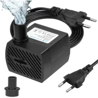 Minibomba de agua sumergible (350 l/h, 5 w), ultrasilenciosa, con 2 boquillas, ajustable para estanques, fuentes y peceras.
