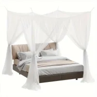Mosquitera para cama de matrimonio con 4 aberturas laterales, mosquitera cuadrada universal para camas de matrimonio e individuales, mosquitera de via