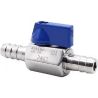 Válvula de bola de acero inoxidable, 12 mm de espiga x espiga mini interruptor de cierre accesorios de manguera de válvula de control