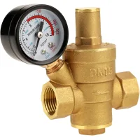 Reductor de presión de agua dn15, regulador de presión de agua de latón ajustable con manómetro, apto para viviendas, edificios y fábricas.