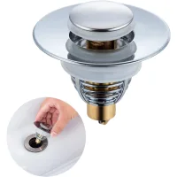 Tapón de lavabo de acero inoxidable gvolatee de ø 34-38 mm, desagüe universal antiolores con 2 juntas de silicona y filtro de drenaje con rejilla anti