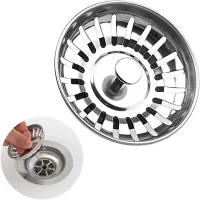 2 tapones para fregadero de cocina de 78 mm, filtro universal de acero inoxidable, tapón de drenaje para fregadero/lavabo, colador.