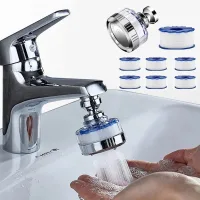 Filtro de agua universal para grifo, antical con 6 elementos filtrantes de algodón pp y cabezal de pulverización giratorio de 360°.