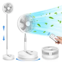 Ventilador de pedestal portátil, silencioso y oscilante, con 4 modos de funcionamiento y control remoto, plegable, de 9 pulgadas, con temporizador, re