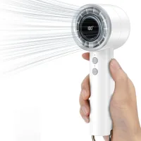 Ventilador portátil blanco de 2000 mah, 5 velocidades, puerto de carga usb, ventilador de bolsillo con pantalla led que muestra la velocidad del vient