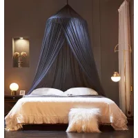 Mosquitera redonda premium negra - 60 x 250 x 1200 cm - para camas dobles, individuales y king - uso interior y exterior - malla densa