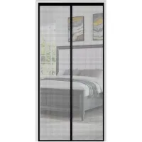 Mosquitera magnética para puertas y ventanas de 90 x 210 cm, para puertas corredizas de patio, de fibra de vidrio, con instalación adhesiva sin taladr