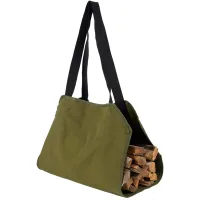 Bolsa para leña verde militar, multifuncional, portátil, de lona.