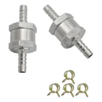Válvula antirretorno de aluminio de 6 mm para combustible (2 unidades) con 4 clips de resorte para sistemas de combustible de baja presión con carbura