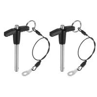 2 pasadores de bloqueo de manija en forma de t, longitud útil de 6 mm x 40 mm, botón pulsador de liberación rápida de acero inoxidable