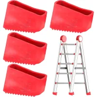4 protectores de goma para pies de escalera, color rojo, almohadillas antideslizantes para escaleras telescópicas.