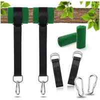 2 correas ajustables para columpio de árbol, mosquetón de aleación, protector de árbol incluido, mosquetón resistente, fácil de instalar o colocar.