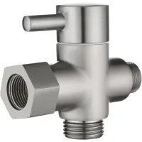 Válvula desviadora de latón de 3 vías, adaptador de 3/8 a 12/17 para línea de agua de inodoro, níquel