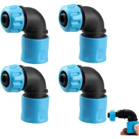 4 adaptadores de codo de conexión rápida para manguera de jardín de 12 mm, conectores de 90 grados, conectores de codo rápido para grifo de manguera