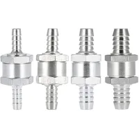 Válvula de retención de retorno de combustible de aluminio unidireccional (4 piezas) (6 8 10 12 mm) para gasolina, diésel, aceite, automóvil, cromo