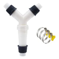 Adaptador de desagüe doble para lavadora, adaptador de desagüe para lavadora, adaptador doble para mangueras de 20-31 mm, salida de 20 mm, con 3 clips