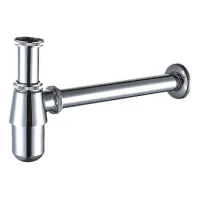 Sifón cromado para lavabo de baño (1-1/4, 180 mm), sifón redondo de latón para botella