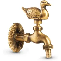 Grifo estilo pato, 1/2, efecto latón patinado, larga distancia a la pared, escudo de pared grande